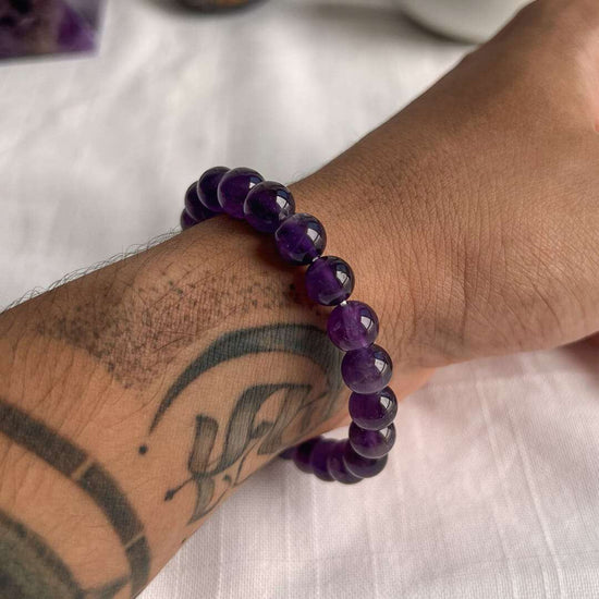 Amethyst Bracelet on tattooed wrist