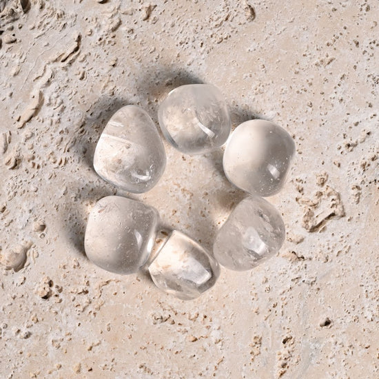 Set of 6 Clear Quartz Tumbled Stone