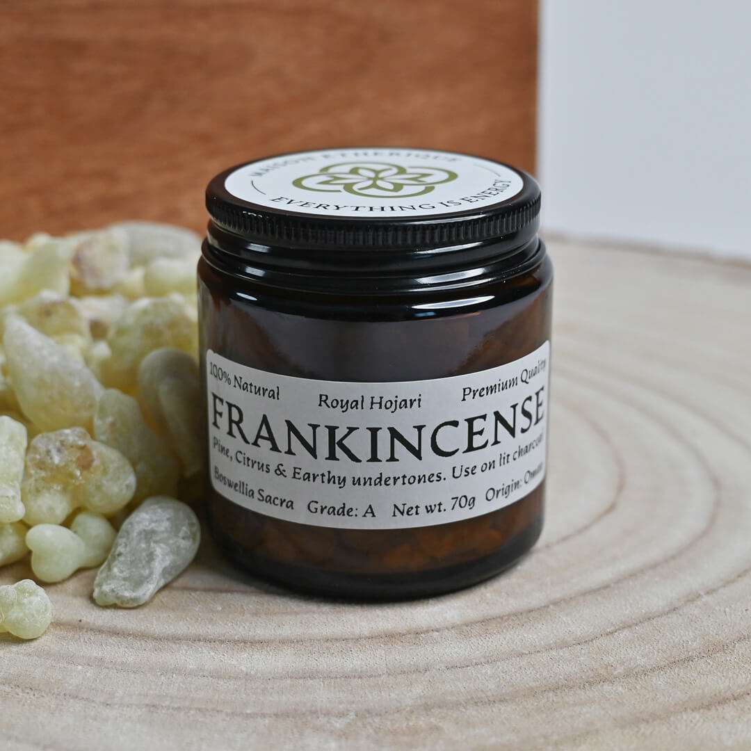 A closed jar of Hojari Frankincense 