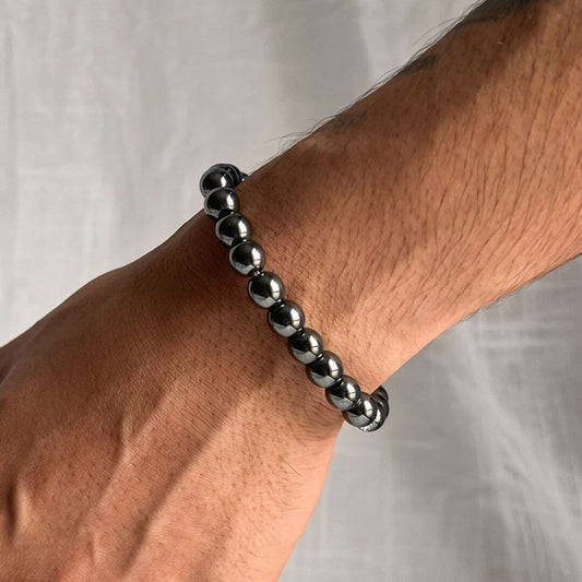 Hematite Bracelet on man's hand