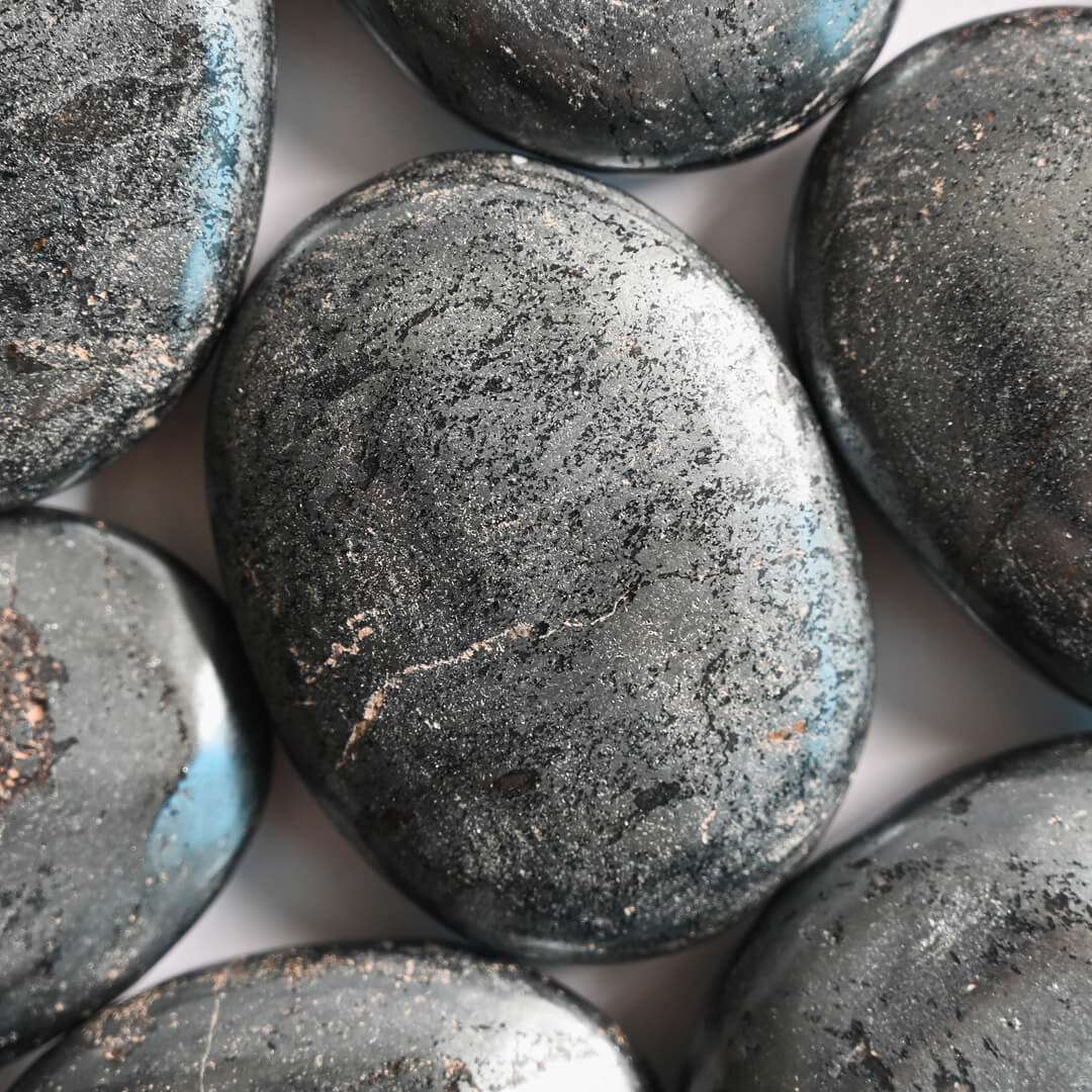 Hematite Palm Stone close view