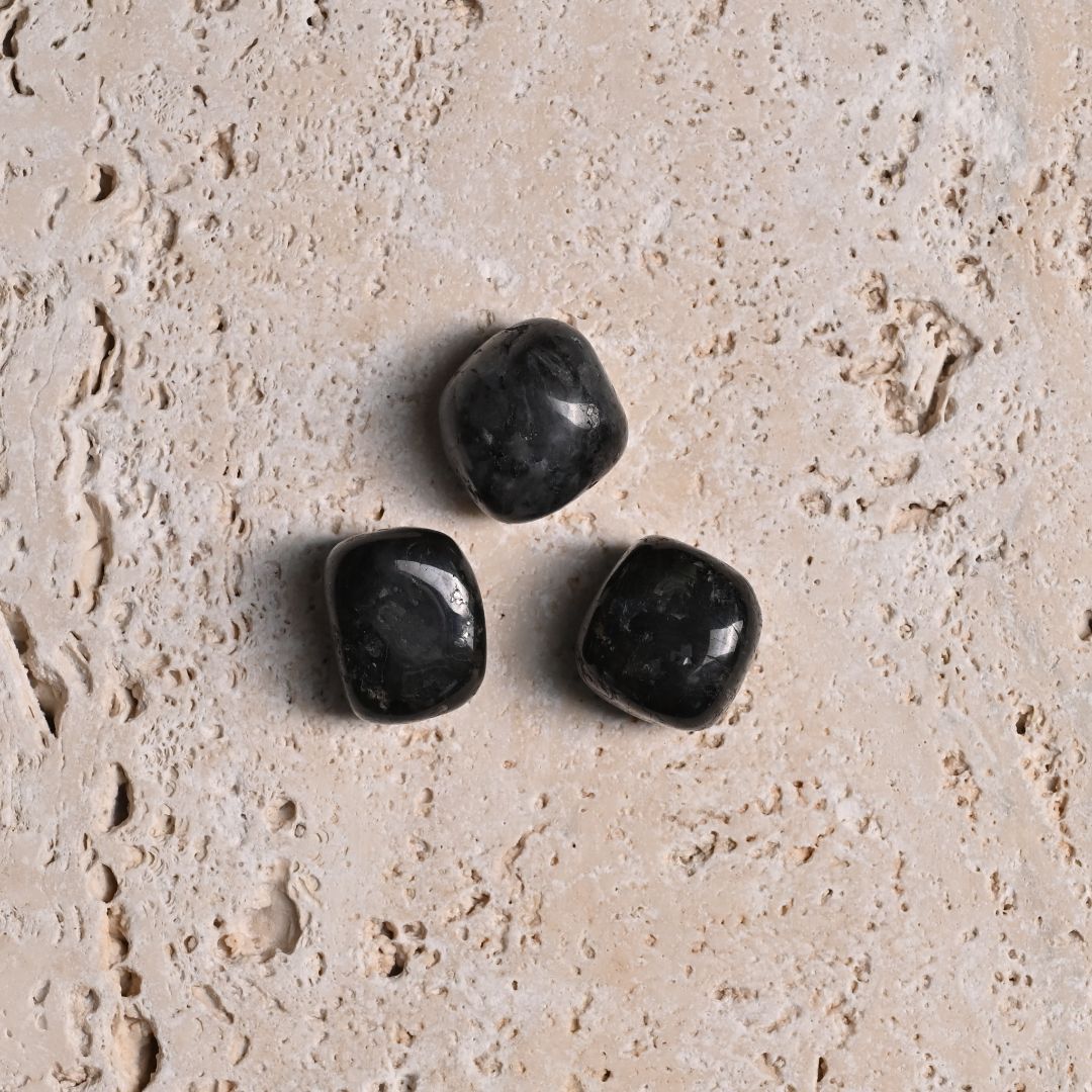 Set of 3 Larvikite Tumbled Stones 