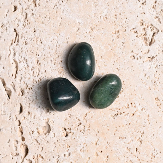 Set of 3 Moss Agate Tumbled Stones 