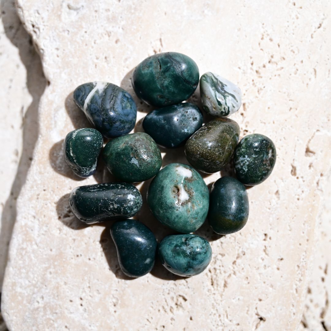 Moss Agate Tumbled Stones by Maison Etherique 