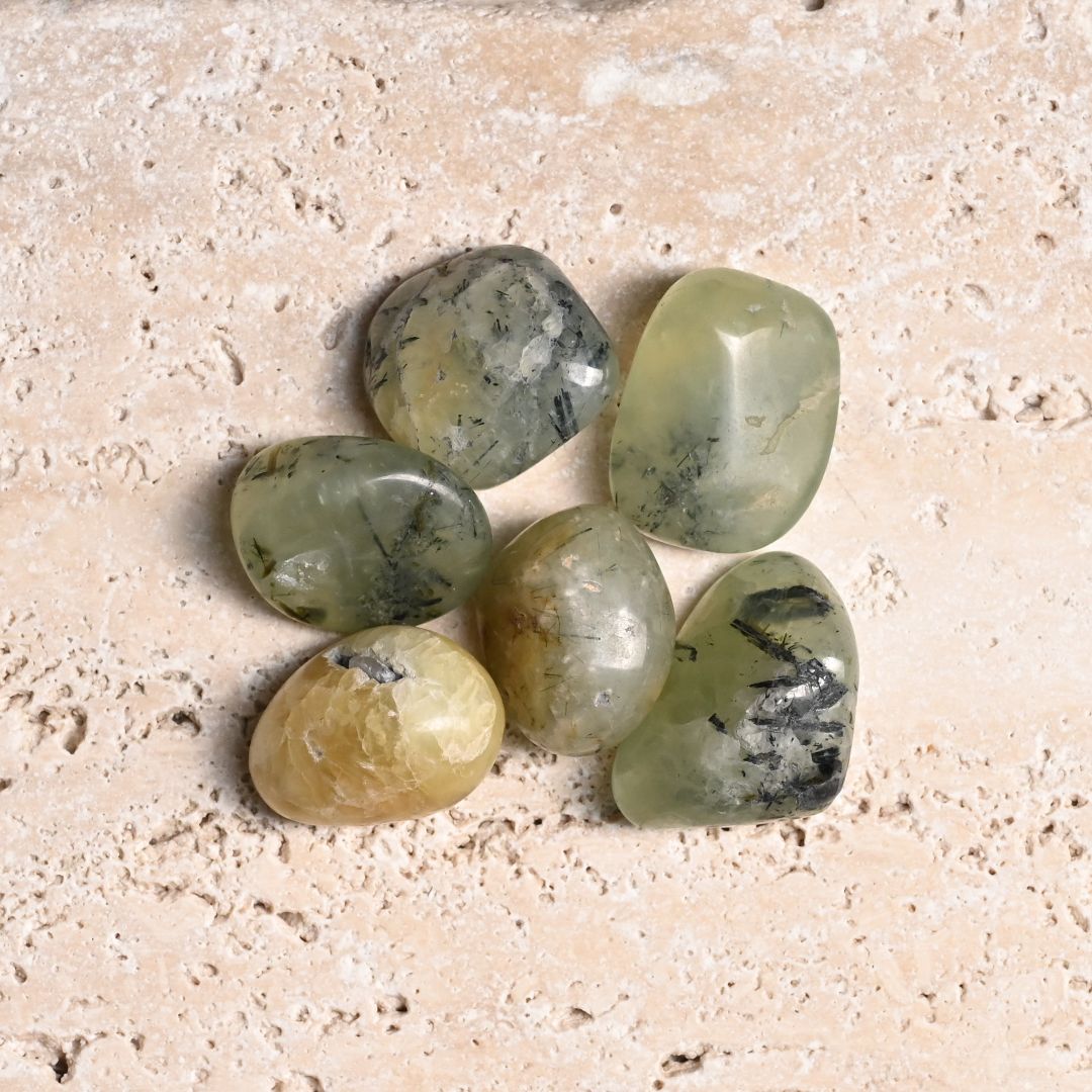 Set of 6 Prehnite Tumbled Stones 