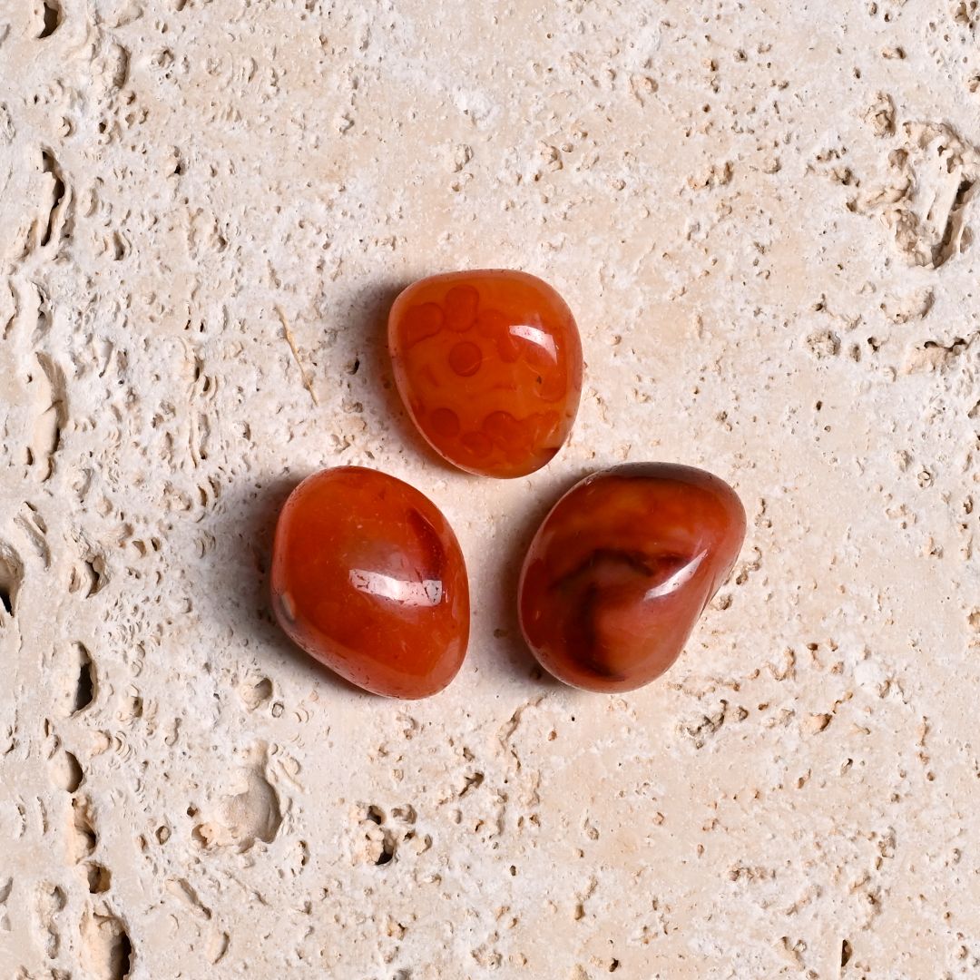 Set of 3 Red Carnelian Tumbled Stone