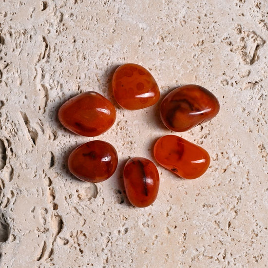 Set of 6 Red Carnelian Tumbled Stones 