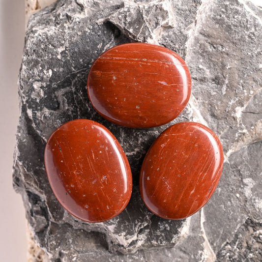 Set of 3 Red Jasper Palm Stone by Maison Etherique