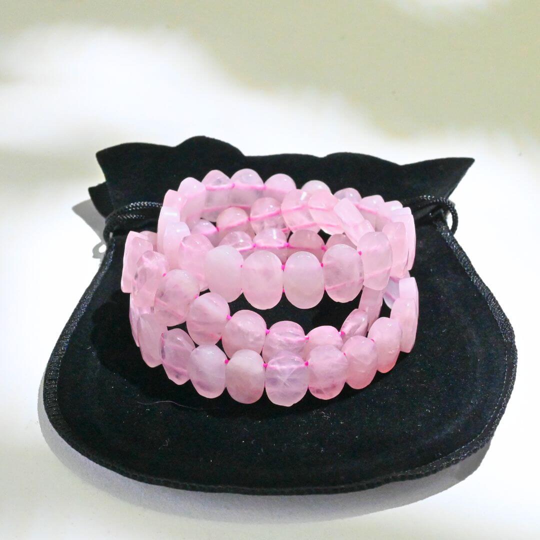 Rose Quartz Faceted Bracelets by Maison Etherique