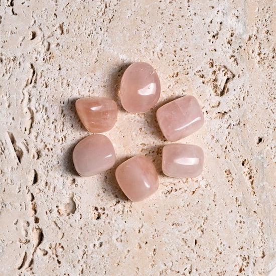 Set of 6 Rose Quartz Tumbled Stones 