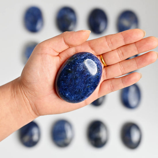 Sodalite Palm Stone in hand