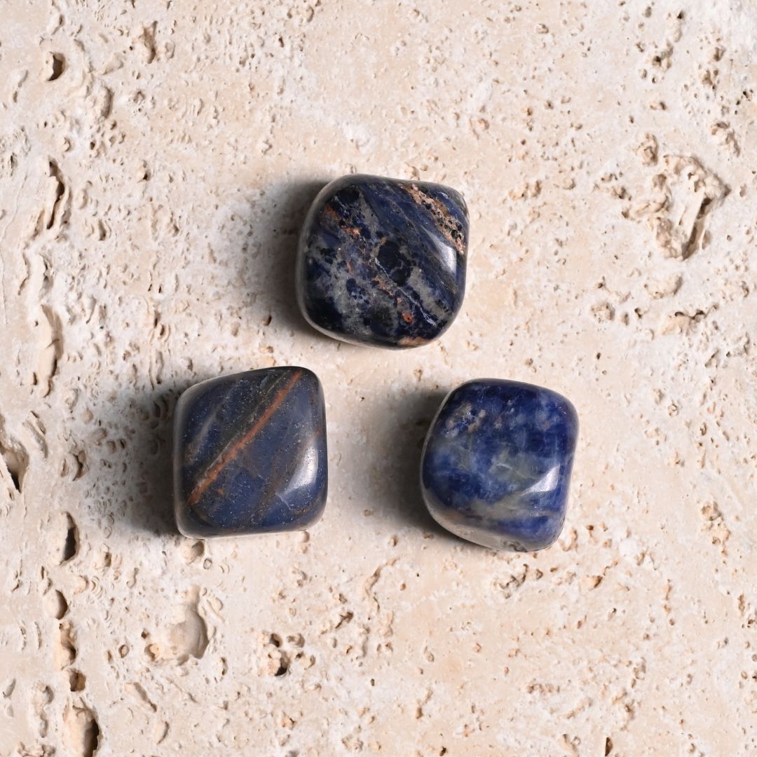 Set of 3 Sodalite Tumbled Stone 