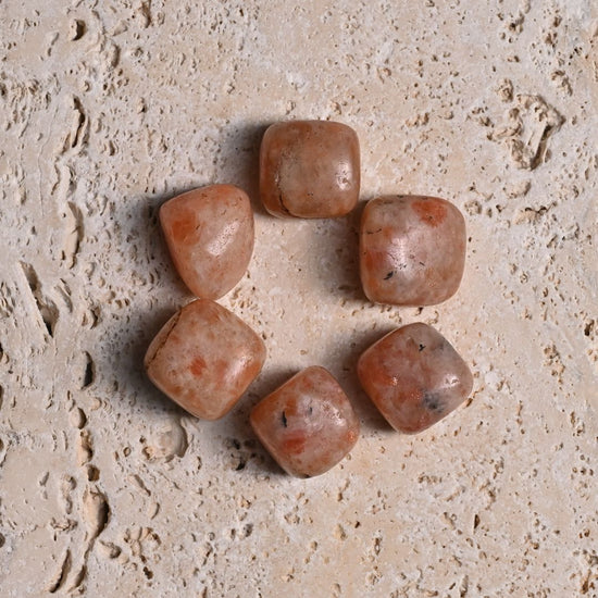 Set of 6 Sunstone Tumbled Stones 