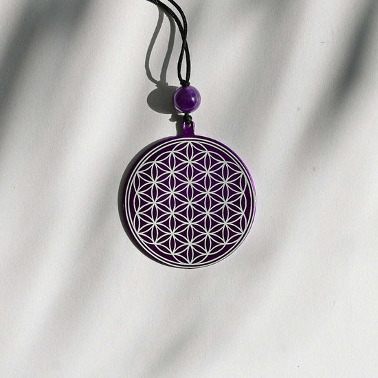 Tesla Purple Plate - Flower of Life Pendant