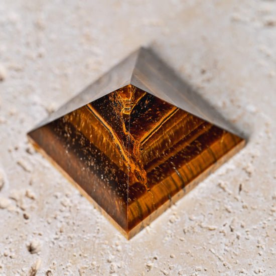 Tiger Eye Crystal Pyramid shot from top