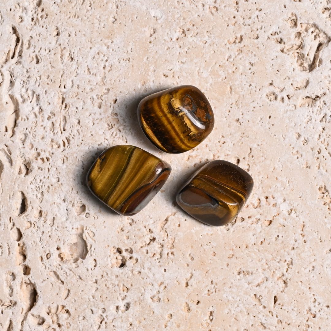 Set of 3 Tiger's Eye Tumbled Stones 