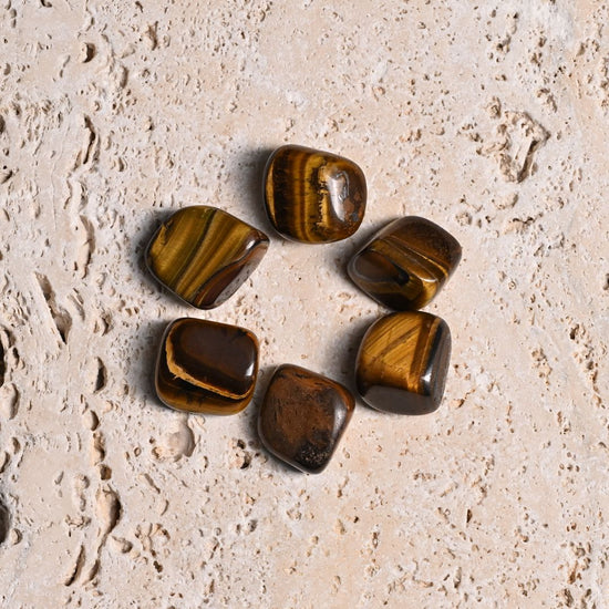 Set of 6 Tiger's Eye Tumbled Stones 