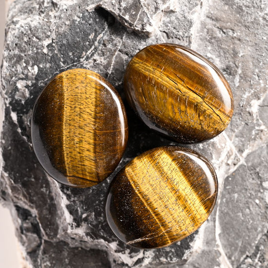 Set of 3 Tiger's Eye Palm Stone