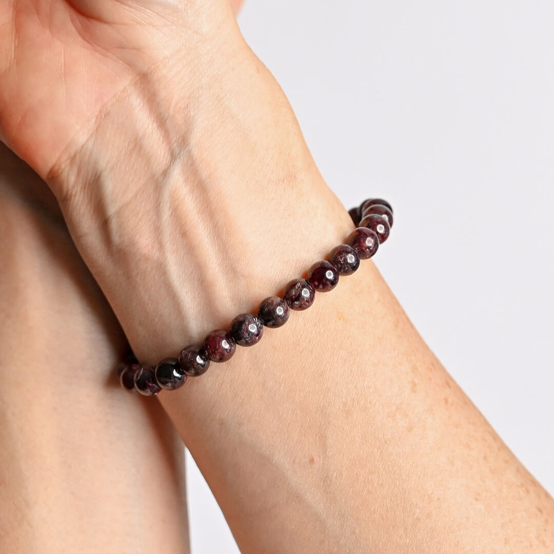 Garnet Bracelet on lady's hand