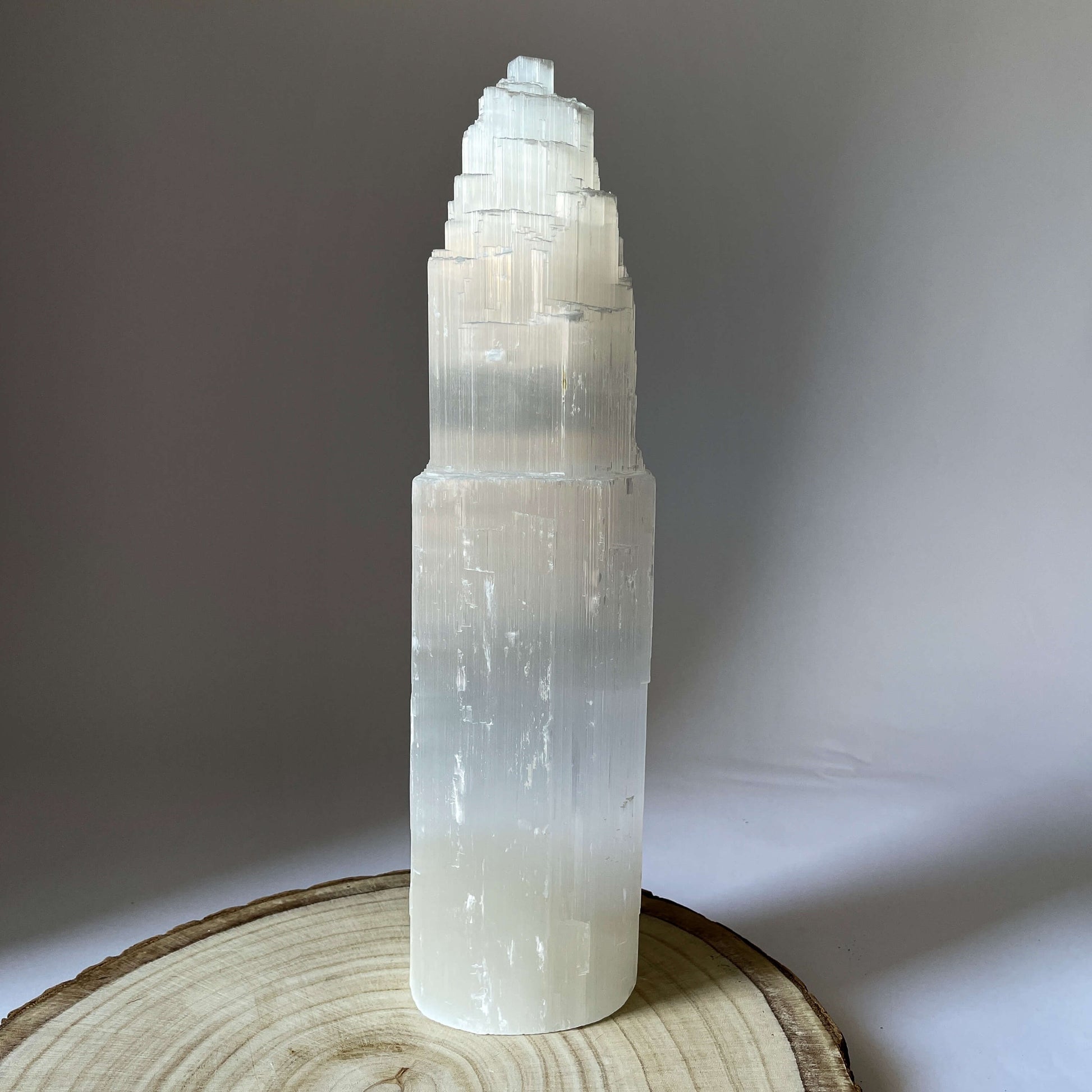 Selenite Crystal Tower - 40cm on a table