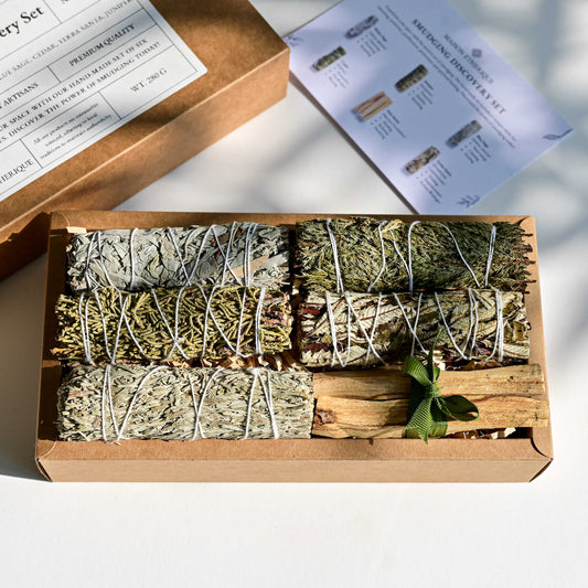 An open box of Smudging Discovery Set