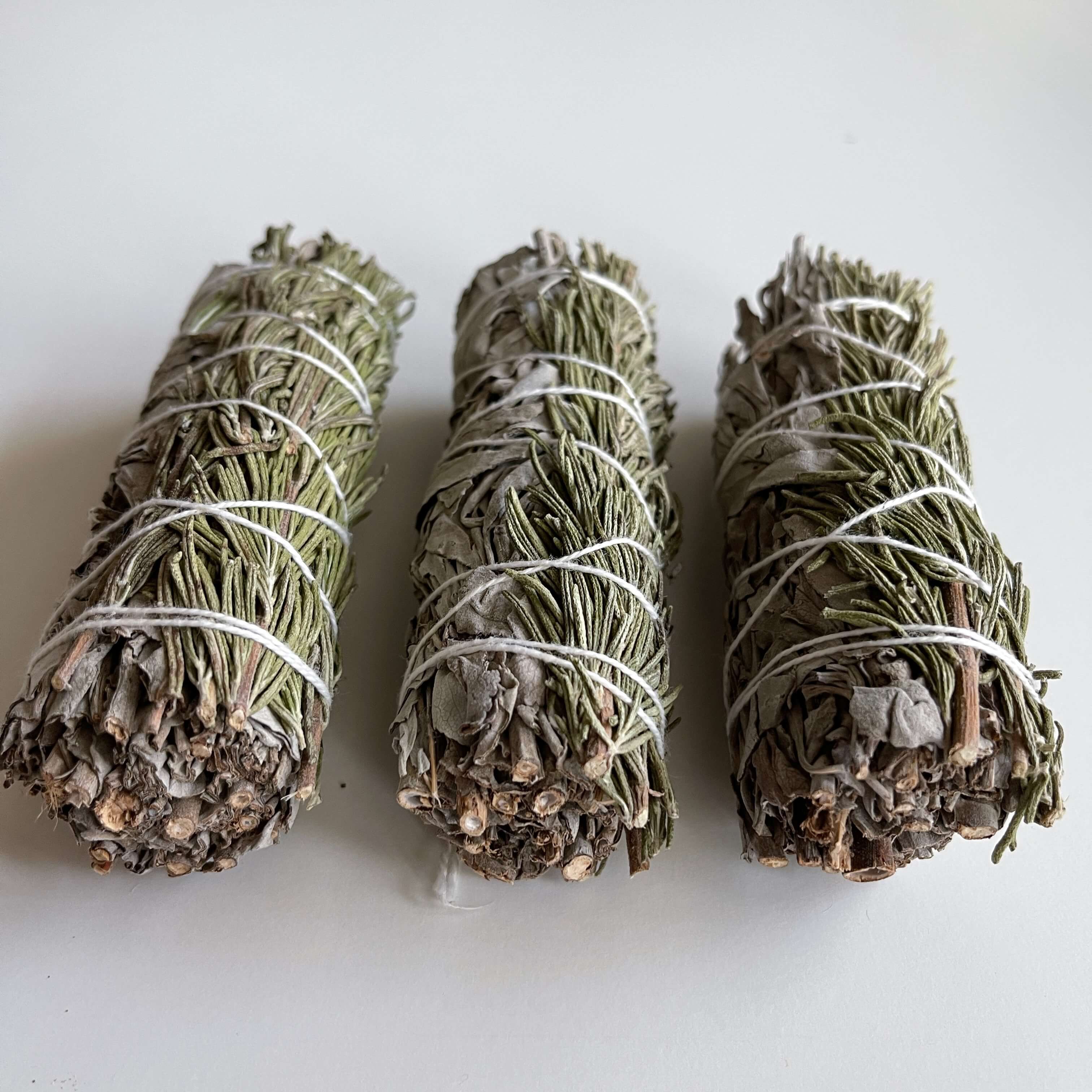 3 Smudge sticks of White Sage with Rosemary 4 Inch 